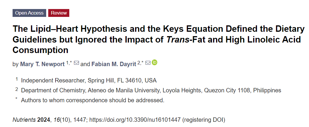 'the Keys equation conflated natural saturated fat & industrial trans-fat into a single parameter & considered only linoleic acid as PUFA. This ignored widespread consumption of trans-fat & its effects on serum cholesterol & promoted an imbalance of omega-6 to -3 fatty acids'