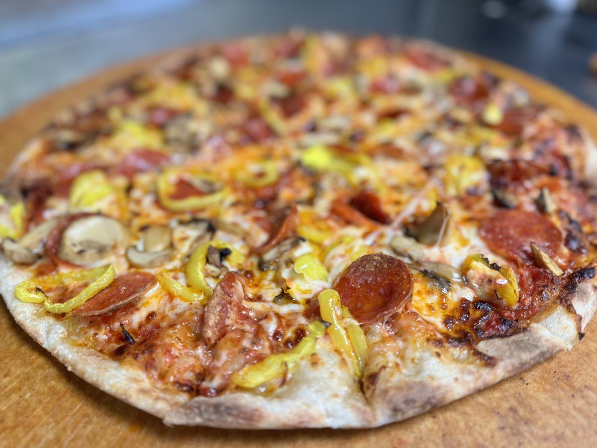In honor of <a href="/CoachMazey/">Coach Randy Mazey</a> today, grab his favorite topped pizza- pepperoni, banana peppers and mushrooms. Just ask for “The Mazey” …💲1️⃣4️⃣ 

Large pizzas only. 

Let’s go Mountaineers! Congrats Coach!! Morgantown and Mountaineer fans thank you 💛💙 

<a href="/WVUBaseball/">WVU Baseball</a> #HailWV