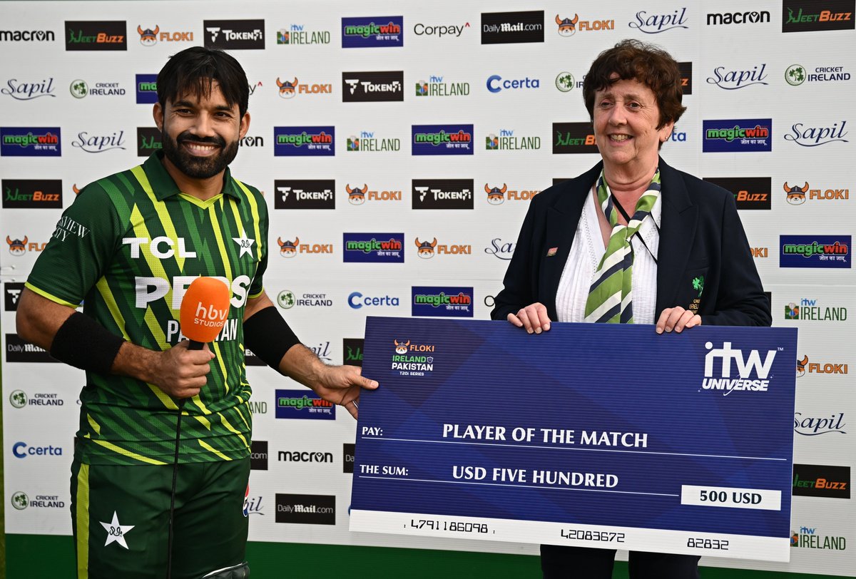 1️⃣2️⃣th Player of the Match award for @iMRizwanPak in T20Is - most for a Pakistan player in this format 🌟 #IREvPAK | #BackTheBoysInGreen