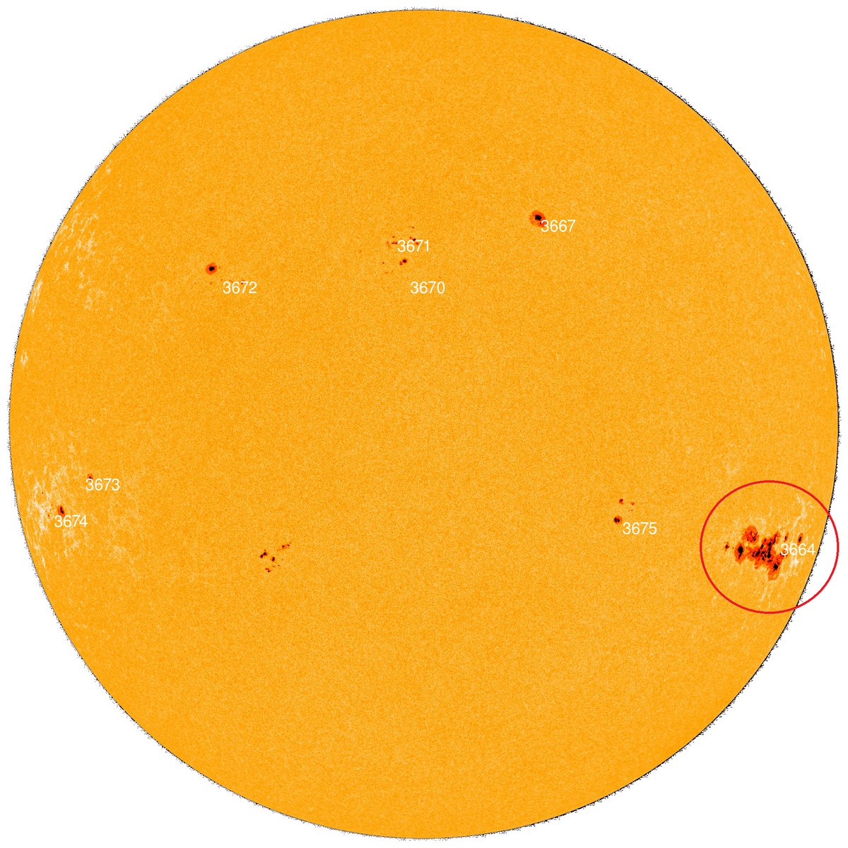 Not sure who needs to know this, but the sun rotates every 24-30 days (faster at equator). The sunspot region responsible for the geomagnetic storm (AR3664) will rotate back in the Earth's line of sight in 2.5-3 weeks.