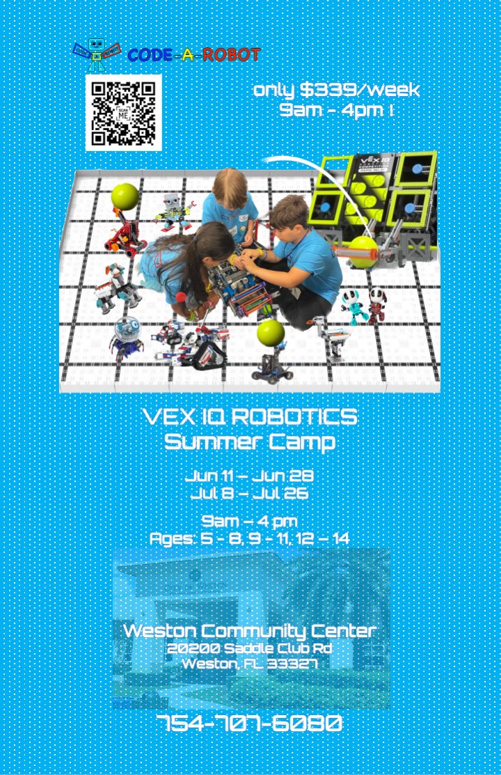 Code_A_Robot's tweet photo. 🚀🌟The ultimate Summer Camp experience by a renowned 🌍World-class Robotics Center🏆 is here now! Spots are limited and fill fast, secure one for your kids now! VEX IQ “Rapid Relay” • 🎹Piano Robot • ⚽ Soccer Robot • 🤖Dancing Robot! Enroll Now: https://t.co/NPBKNfxdZr🚀🌟 https://t.co/JENcI1mvEY