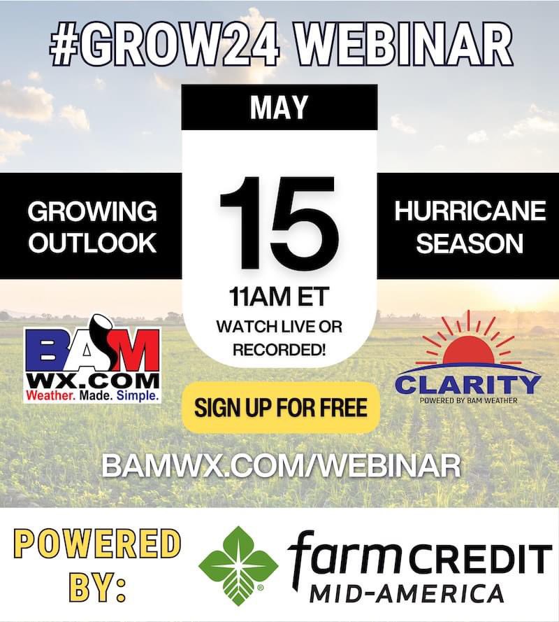 Now through Memorial Day looks to wet across the AG Belt 💦 This means: 👉 Moderate/Heavy Rain 👉 Multiple storm Systems 👉 Few windows for sustained dry time How’s this affect Planting and Growing season?? 🌽 We’ll discuss this AND MORE on our Growning Season Webinar this
