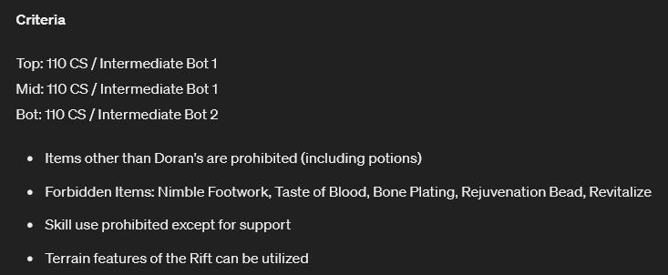arieslol_'s tweet photo. 3. Farming / CSing

Le coach impose que les joueurs taffent leur CSing 1 fois par semaine, voici les conditions de cet entraînement récurrent: