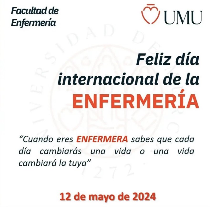 Facultad de Enfermería. Universidad de Murcia (@umuenfermeria) on Twitter photo 🔝📢 Hoy, 12 de mayo, celebramos el #DiaInternacionalDeLaEnfermería, 
🗓️ Este año bajo el lema 'Nuestras enfermeras. Nuestro futuro' 
<a href="/UMU/">Universidad Murcia</a> 
<a href="/daenfeum/">Del. Enfermería UM 💉</a> 
<a href="/secrenferum/">Secretaría Enfermería - Umu</a> 🔝📢 Hoy, 12 de mayo, celebramos el #DiaInternacionalDeLaEnfermería, 
🗓️ Este año bajo el lema 'Nuestras enfermeras. Nuestro futuro' 
<a href="/UMU/">Universidad Murcia</a> 
<a href="/daenfeum/">Del. Enfermería UM 💉</a> 
<a href="/secrenferum/">Secretaría Enfermería - Umu</a>