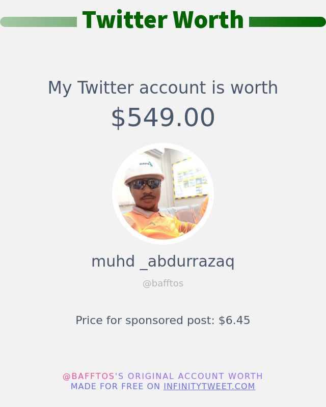 My Twitter worth is: $549.00

➡️ infinitytweet.me/account-worth