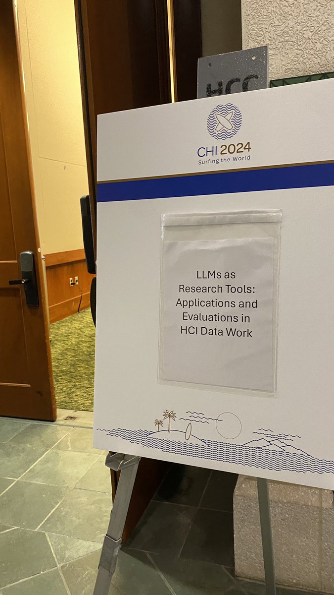 Kicking off the 'LLMs as Research Tools' workshop at #CHI2024! Join us in room 306A
@marianneaubin @Schropes @jie_gao_056 @_ziv_e @simonperrault @dmimno @roboticwrestler @barkhuus @hanlinlil1578