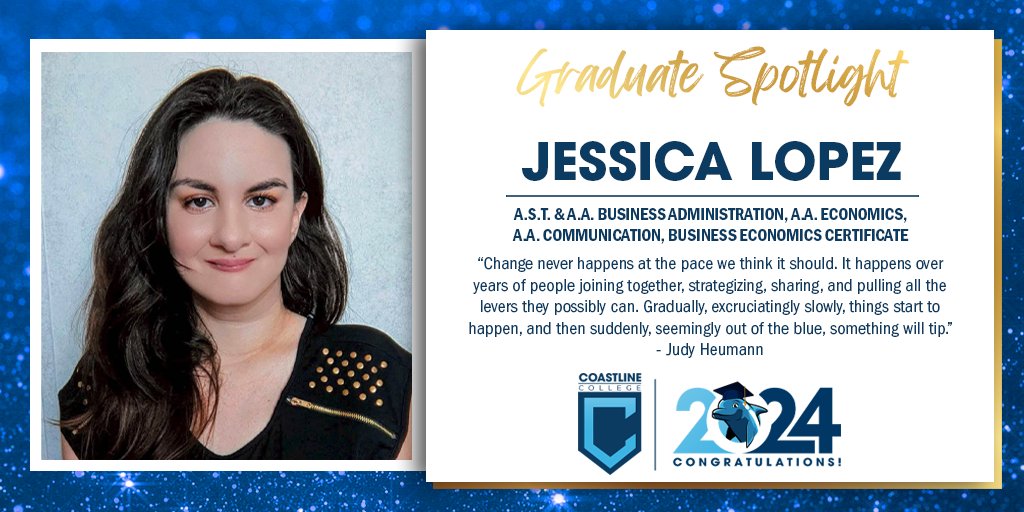 Let's congratulate Jessica Lopez 🎓 🎉 To view all of our 2024 graduates highlights visit coastline.edu/student-life/g…

#coastlinecollege #classof2024