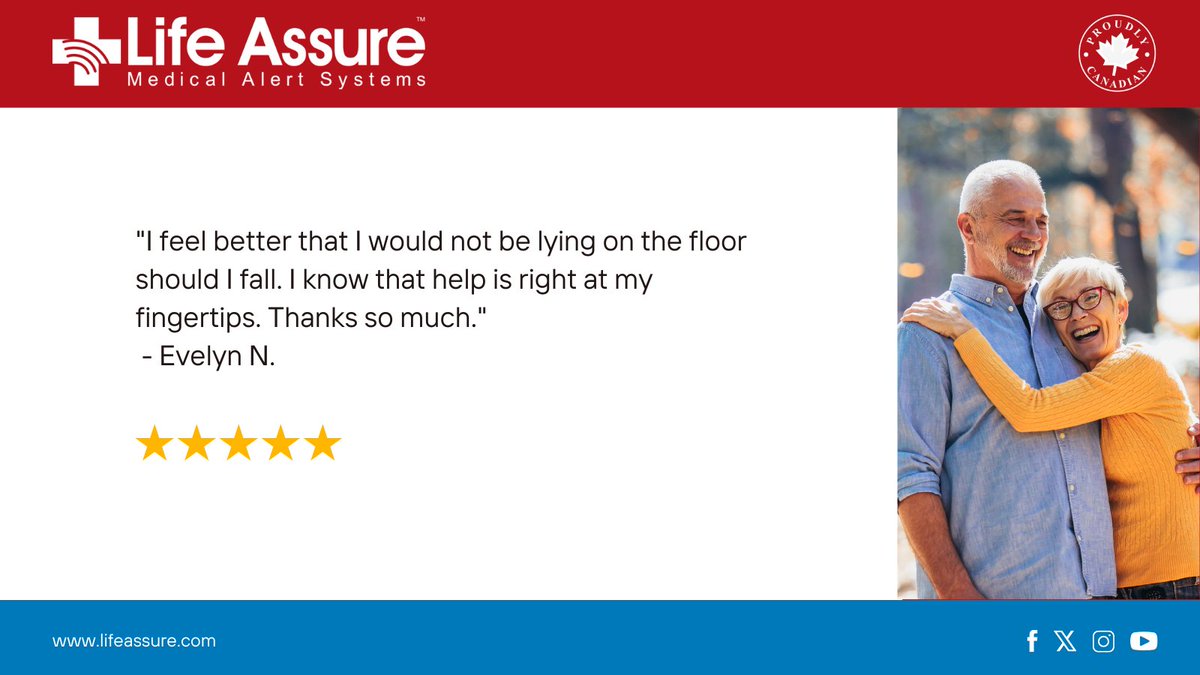 'I feel better that I would not be lying on the floor should I fall. I know that help is right at my fingertips. Thanks so much.'
 - Evelyn N.

#lifeassure #medicalalert #seniorliving #seniorcare