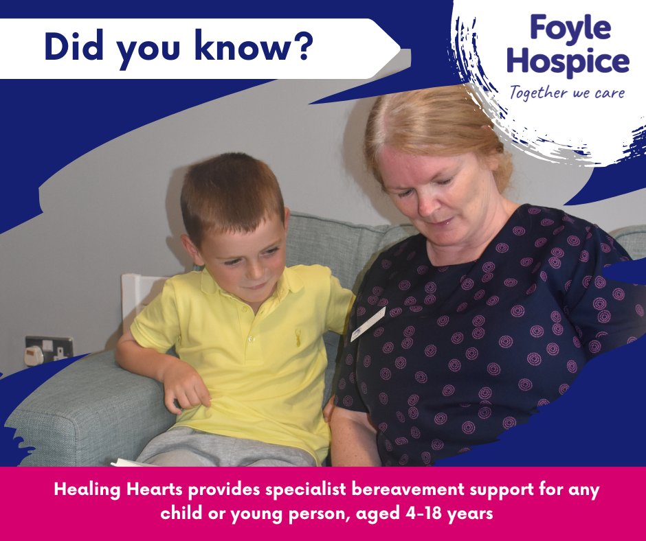 Did you know… Healing Hearts provides specialist bereavement support for any child or young person, aged 4-18 years. To find out more visit: foylehospice.com/our-services/c… #charity #hospice #community #childrenbereavement #foylehospice