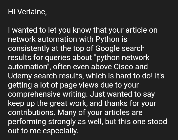 🍾🍷 This is why i am in tech 👨🏾‍💻
Your future Cisco press author in the making 📚

I am over the moon 😍 proud and motivated to deliver top-notch Articles in the industry !

More articles to come ! 
#Devnet #techtwitter #technicalwriter #developers