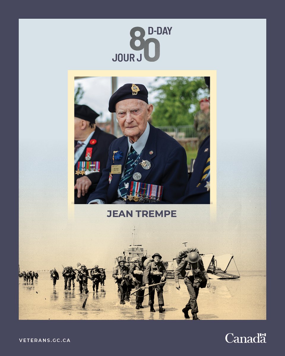 We are 25 days to D-Day 80. 

Tens of thousands of Canadians took part in the Normandy Campaign in 1944. Jean Trempe was one of them. 

Learn more about the road to #DDay80: ow.ly/Fn9P50RC82l 

#CanadaRemembers