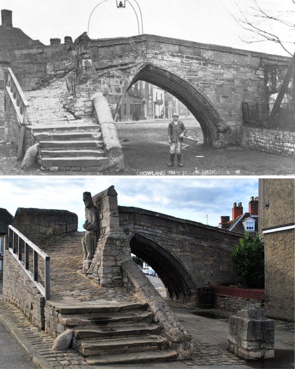 Trinity Bridge is a unique three-way stone arch bridge in Crowland, #Lincolnshire.

Built 650 years ago, it's now a scheduled monument and there's no other bridge like it in Britain.

#history #thenandnow