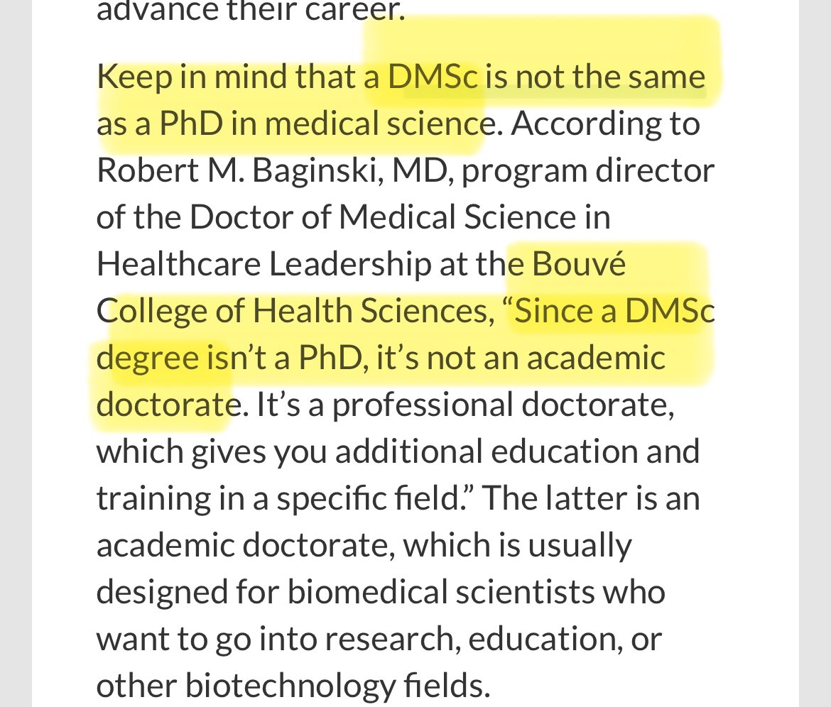 Solo les pasó a comentar que el DMSc (Doctor en Ciencias Médicas) no es lo mismo que un MSc (Maestro en Ciencias) y mucho menos es igual a un PhD (Doctor en Ciencias). Hay un 🌊 de diferencias. Siempre el máximo grado de estudios es el PhD y la puede, puede y sino la 🧀😎💅🏻