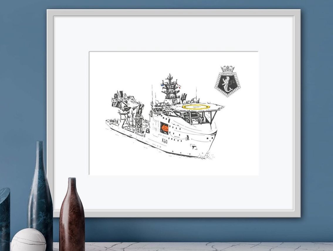 #RFAProteus is in #London for the #LondonSeapowerSeries and annual @FirstSeaLord Seapower Conference. 
An incredible ship that I’ve had the privilege of visiting and proud to have  artwork onboard 🖼️ 

@RoyalNavy @RFAHeadquarters @ConGeostrategy