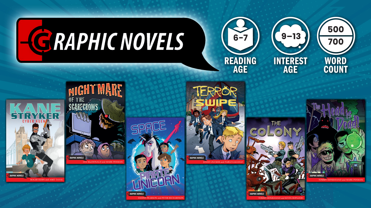 Low words, high adventure! 📖🚀Get hooked on these captivating #GraphicNovels. Gripping & brilliantly illustrated, this series excites even #ReluctantReaders. Dive into fantastical worlds — living scarecrows👨‍🌾, giant ants🐜& video game adventures await!👾 ow.ly/bGMp50QFHr6