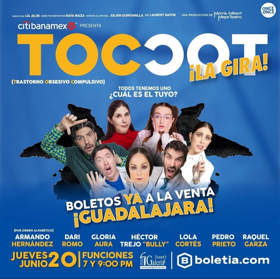 El tiempo corre, los boletos se agotan y tú no te puedes perder la oportunidad de volverte loco de risa en las dos funciones de #TOCTOC en Guadalajara. ¡No faltes! 📍 Guadalajara - @TeatroGalerias 📆 Jueves 20 de junio ⏰ Funciones a las 7 y 9 p.m. 🎟️ bit.ly/GuadalajaraTT