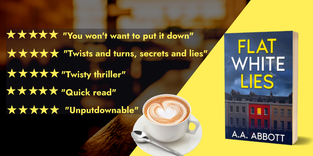 Smell the #coffee, #BrumHour! FLAT WHITE LIES - a fab read with a cuppa.☕️ Readers say: ⭐️⭐️⭐️⭐️⭐️'You won't want to put it down.' ⭐️⭐️⭐️⭐️⭐️'Twisty #thriller!' mybook.to/FlatWhiteLiesE… In #ebook, #KindleUnlimited, hardback, paperback, #LargePrint & #dyslexia-friendly #books.