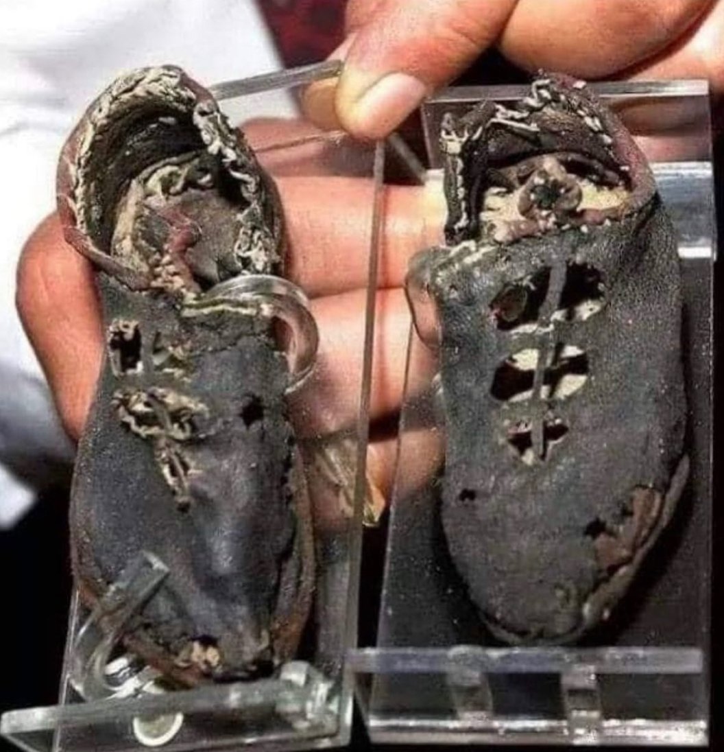 A pair of 2000 year-old Children's Shoes (Roman Era), found in ruins of Palmyra - Palmyra, an archaeological site located in modern-day Syria. Originally founded near a fertile natural oasis, it was established during 3rd Milennium BC, it became major trading post on Silk Road.