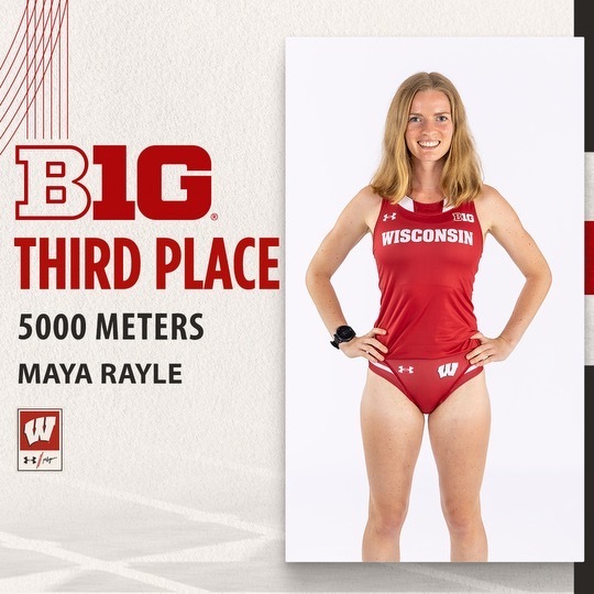 🥉 for Maya! Senior Maya Rayle takes third in the 5000 meters in 16:12.04! #Badgers || #OnWisconsin