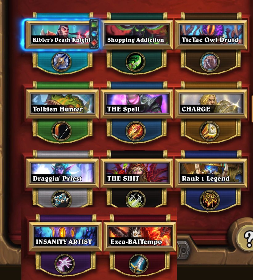 I tried to gather the best decks for every class I could find. I'll make a post dedicated to these decks after the stream, but these are the most fun decks to try before the miniset drops! Attempting the 11-class Hearthstone Deck Roulette 'Challenge' @ twitch.tv/clarkhellscream