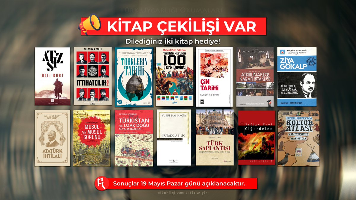 🎉 Çekiliş
2 takipçimize seçeceği iki kitap hediye.

Katılmak için:
— Sayfamızı takip edip paylaşımı RT'lemek,
— Yoruma katıldım yazmak...

📚 Son katılım: 19 Mayıs 2024