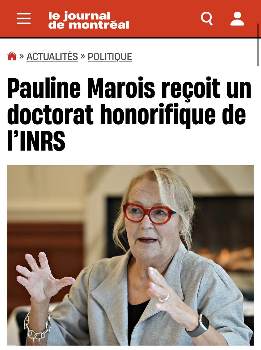 Première femme première ministre du Québec, Madame Pauline Marois a reçu samedi un doctorat honorifique de l'Institut national de la recherche scientifique pour son apport considérable à la société québécoise. Son engagement envers la langue française, la cause féminine et le…