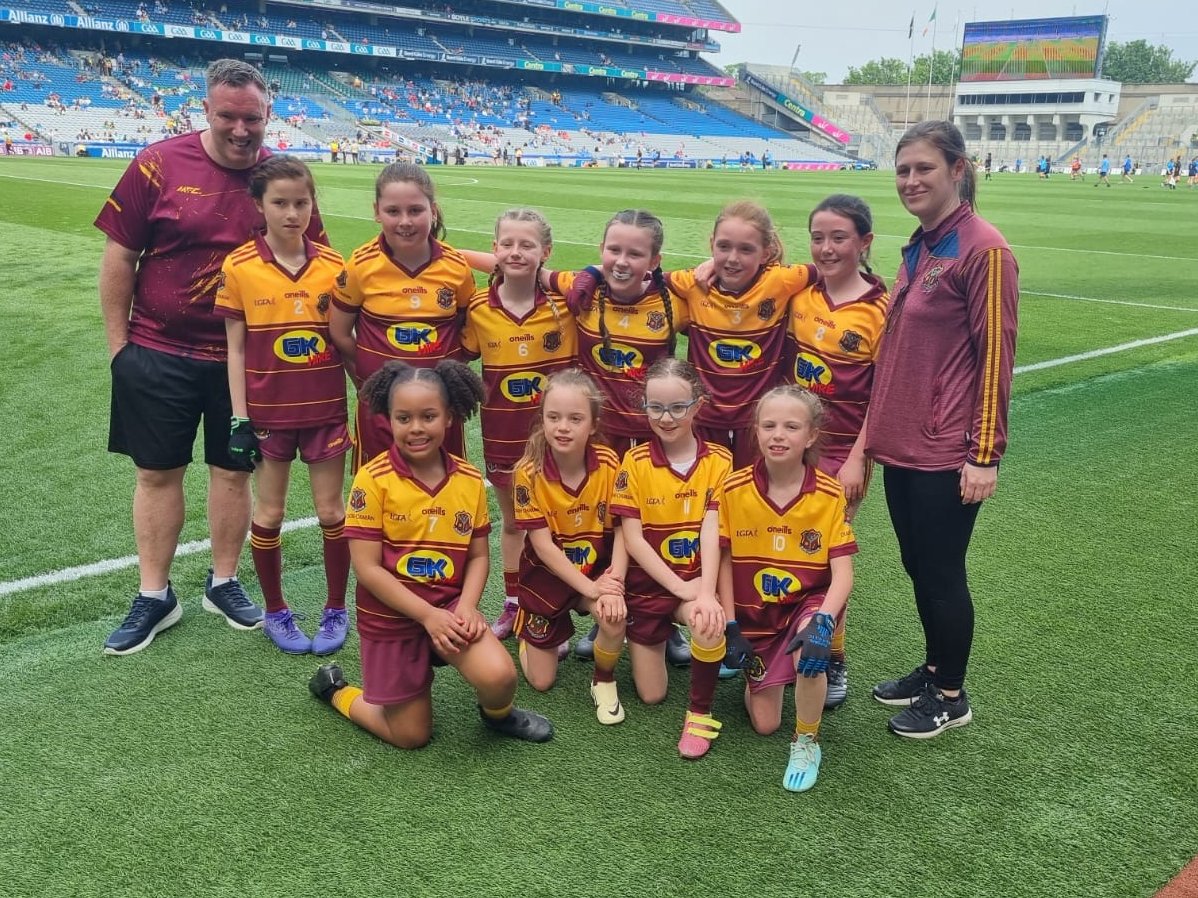 Last post of the day! And we have left the best to last. Huge congratulations & well done to the Under 10 girls from @CraobhC who represented their County & club today at the half time mini games in Croke Park. Well done to Abbie, Amelia Mae, Carla, Catriona, Doireann,