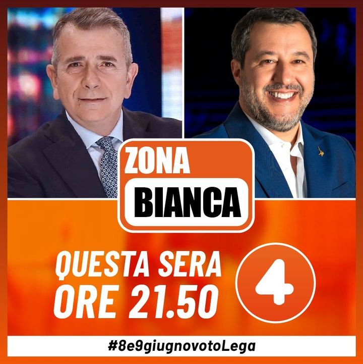 Questa sera alle 21.50 Matteo Salvini ospite di Giuseppe Brindisi a #ZonaBianca.