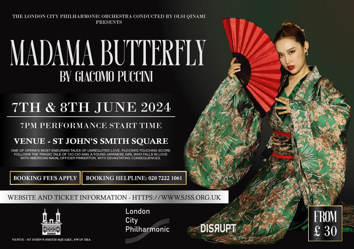 Madama Butterfly 7 and 8 June at @StJohnsSmithSq with <a href="/DJWtenor/">DominicJ.Walsh-Tenor</a> <a href="/Conall_ONeill/">Conall O'Neill</a> <a href="/aliceruxandra/">Alice Ruxandra Bell</a> Andrew Mayor (Cio-Cio San) Bing Bing Wang and Kirsty Taylor Stokes. Conducor <a href="/OlsiConductor/">Olsi Qinami</a> <a href="/EventsClassical/">Classical Events</a>