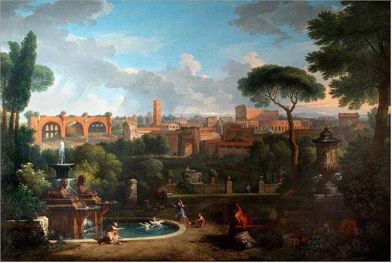Jan Frans van Bloemen (12 May 1662 - 13 June 1749) was a Flemish painter.View of Rome from the Baberini Palace..Άποψη της Ρώμης από το παλάτι Μπαμπερίνι
