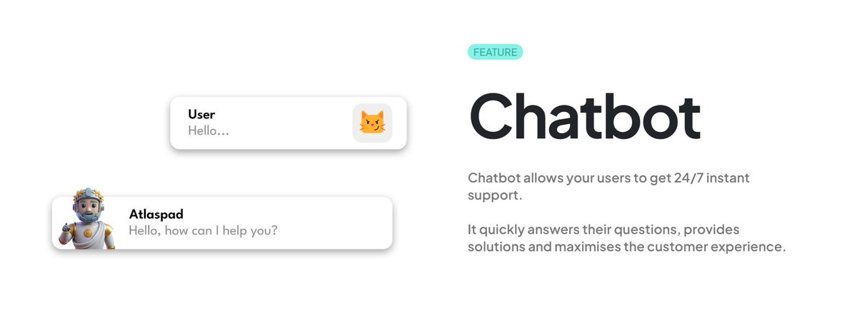 Great news is coming soon! ☀️ We're enhancing the customer experience with the new chatbot on Atlaspad. This feature, which will provide 24/7 instant support, quickly answers your users' questions and provides solutions. Stay tuned for exciting technological innovations in