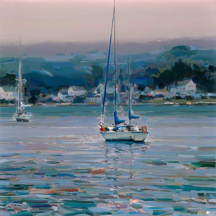 Josef Kote (Albanian Artist, born 1964) 'Across the Water', 2024. Acrylic on Canvas, Private Collection.