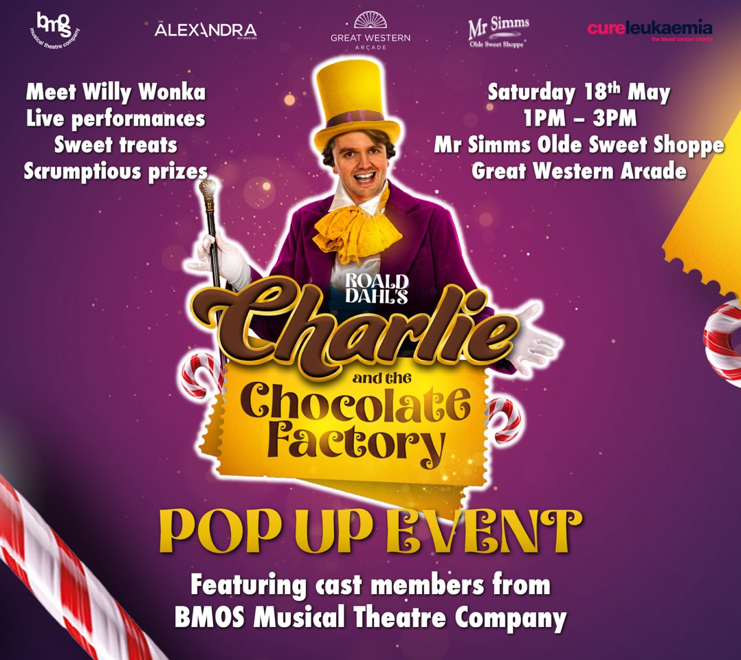 Willy Wonka is paying a visit to @mrsimms_uk Birmingham on Sat 18 May. Head to Great Western Arcade for your chance to meet the chocolatier extraordinaire from 1pm! #birminhamevents #charlieandthechocolatefactory #meetwonka #mrsimms #birminghamcouncil #whatsoninbirminham