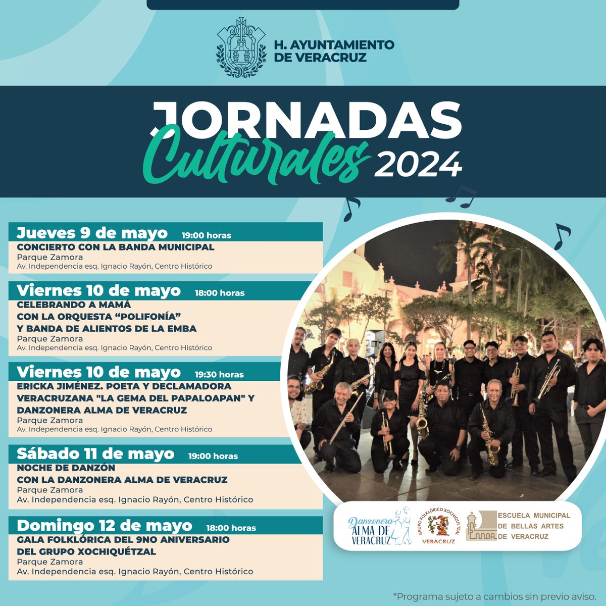 ✨¡Prepárate para vivir en una experiencia cultural inolvidable!🎭 Únete a nosotros para disfrutar de las Jornadas Culturales. 📆 Del jueves 09 al domingo 12 📍Parque Zamora