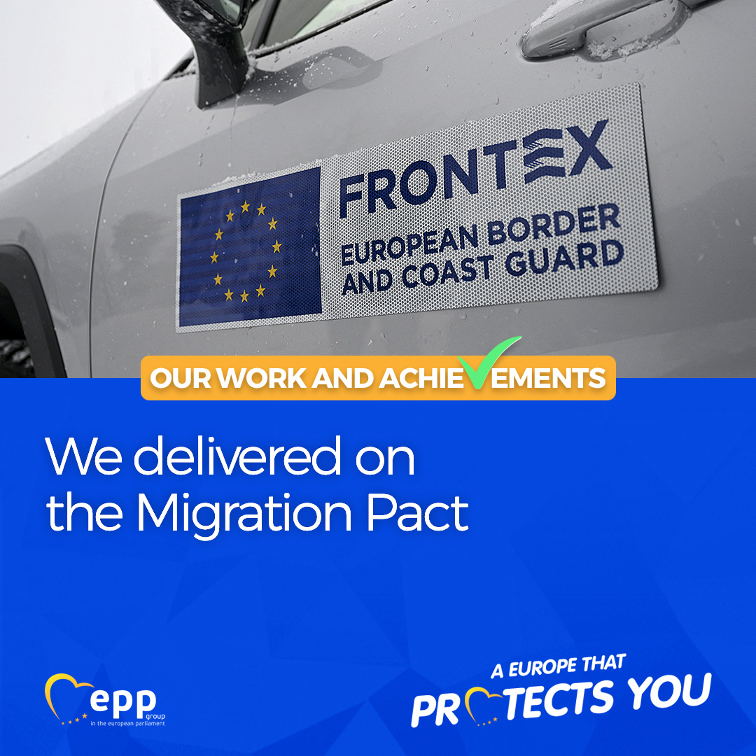 As promised, the EPP Group delivered on the Migration Pact and reinforced FRONTEX with 10,000 officers. The pact provides a set of tools to give Member States real-time assistance in managing illegal migration flows. Read more: epp.group/OurWork #EuropeProtects