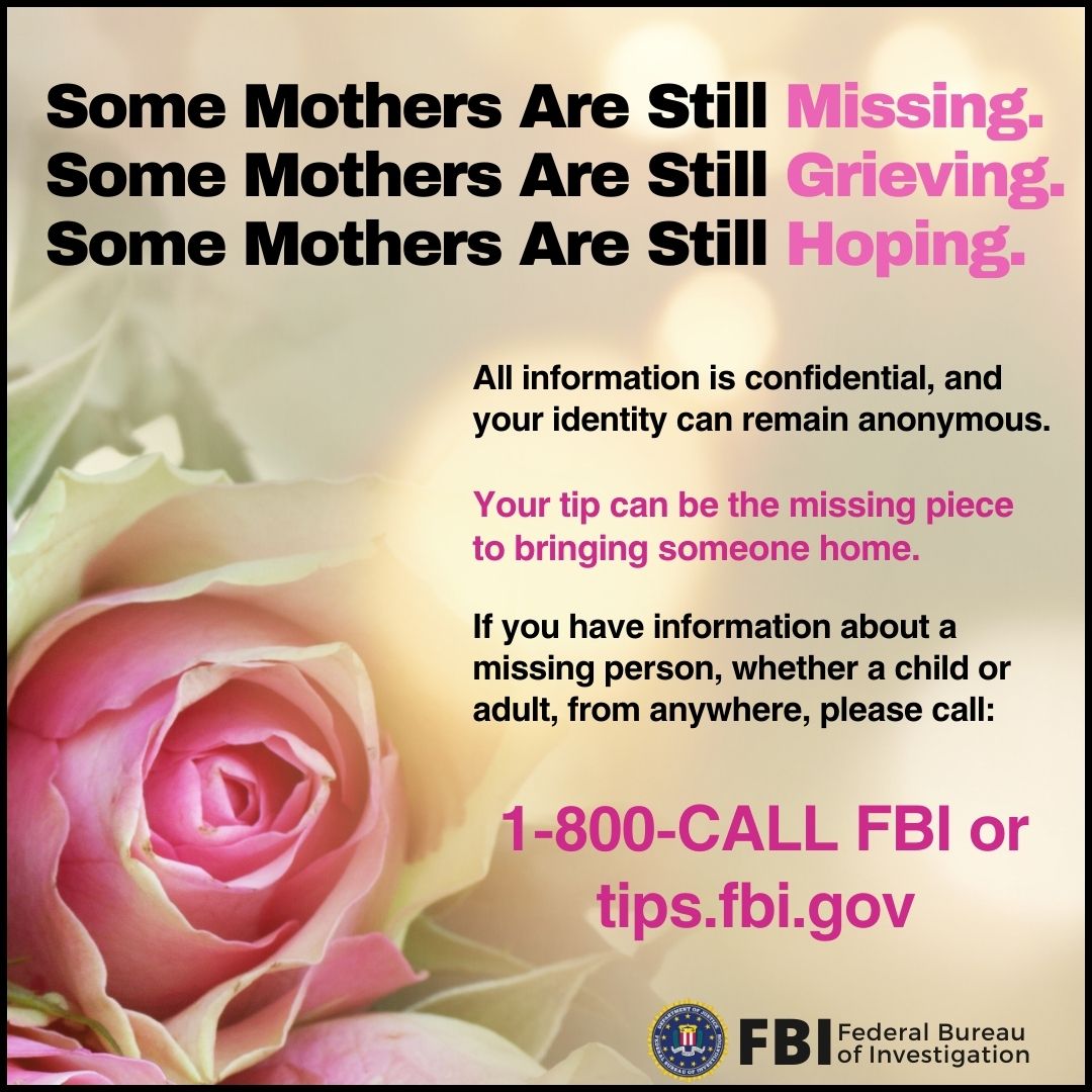 On Mother's Day or any day, your #FBI is ready to help. #MothersDay
