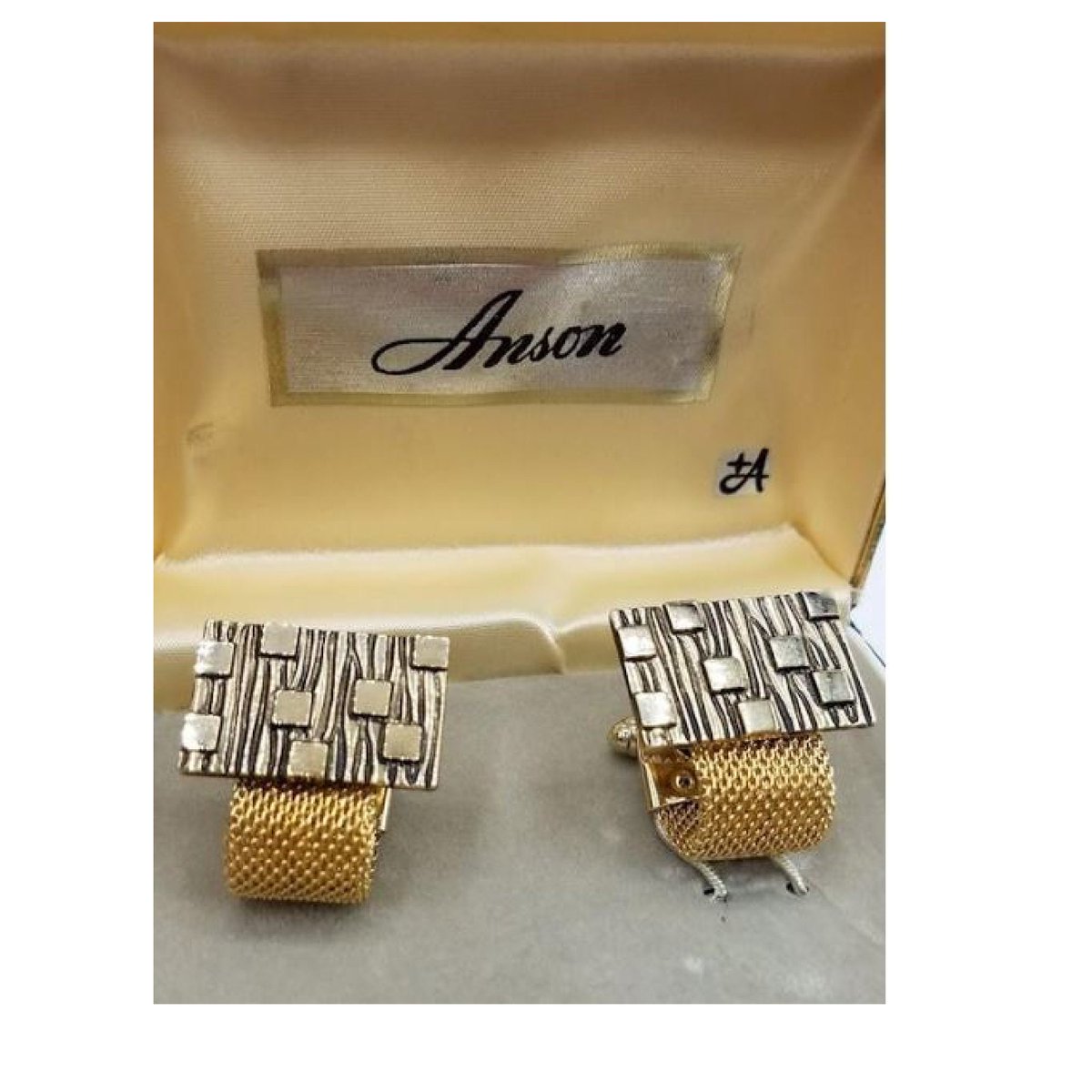 Vintage Anson Brutalist Cuff Links, NEW OLD STOCK, Free Shipping tuppu.net/8f9eaa5e #VintageCufflinks