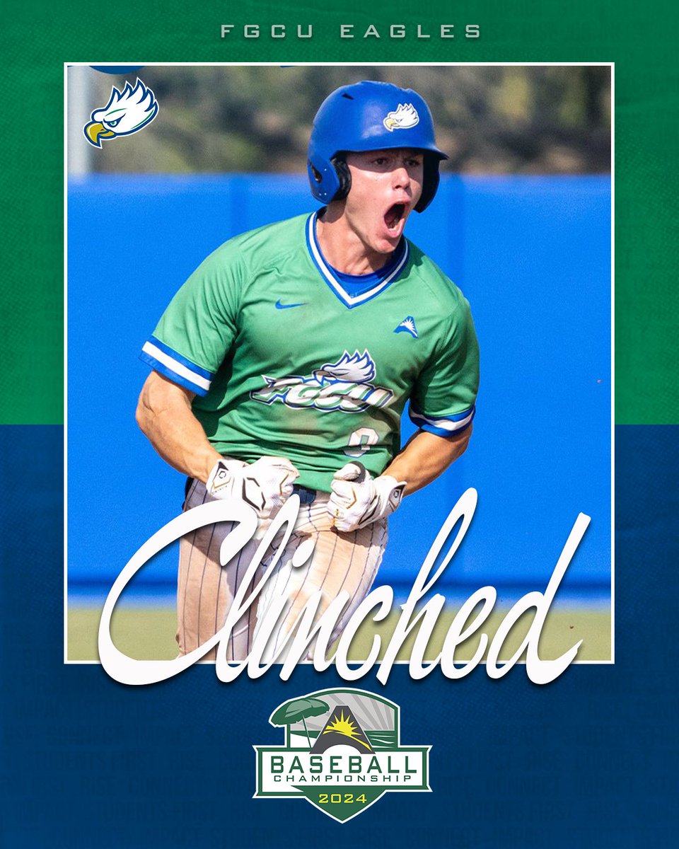⚾️𝗖𝗟𝗜𝗡𝗖𝗛𝗘𝗗 ⚾️

The Eagles are heading to DeLand...@FGCU_Baseball clinches a berth into the 2024 #ASUNBSB Championship! 

🔗 | asunsports.org/tournaments/?i…

#ASUNBuilt | #WingsUp 🤙