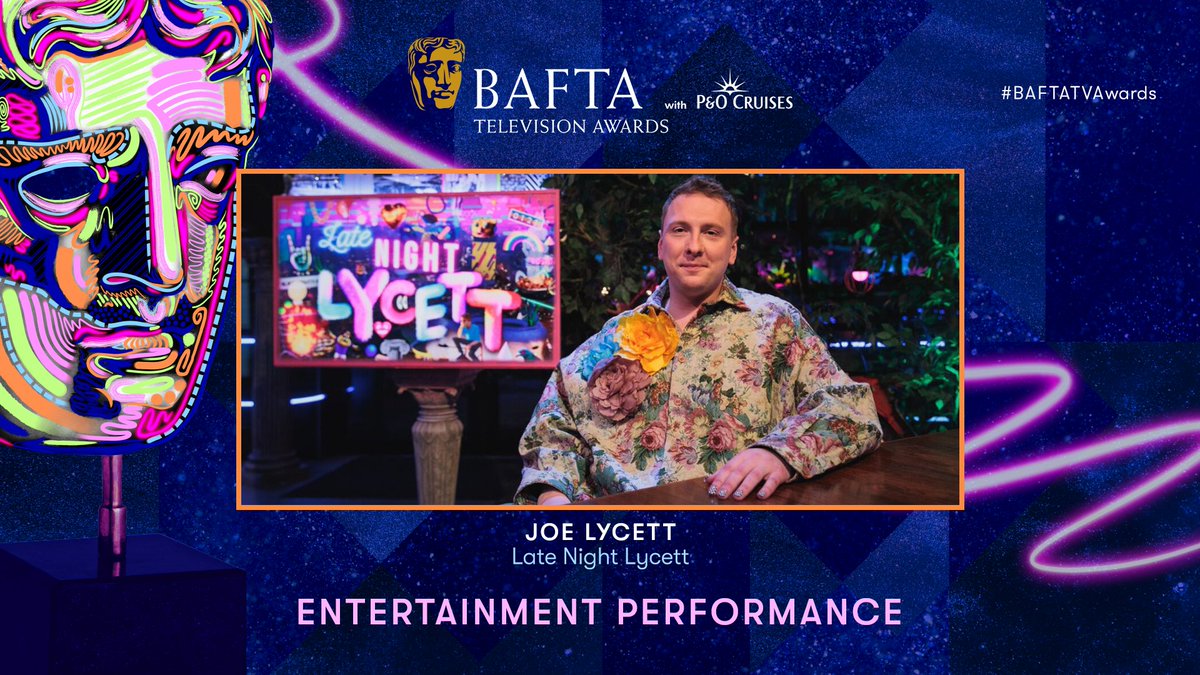 Joe Lycett wins the Entertainment Performance BAFTA for Late Night Lycett 👑 

#BAFTATVAwards with @pandocruises