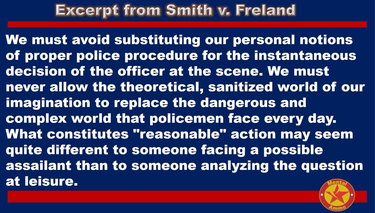 Something many need ti read and re read often
#Police #LawEnforcement 
#Trooper #Sheriff 
#Agent #UseOfForce 
#Reasonable 
🚨No Monday Morning Quarterbacking 
         Or
➡️no #Hindsight
