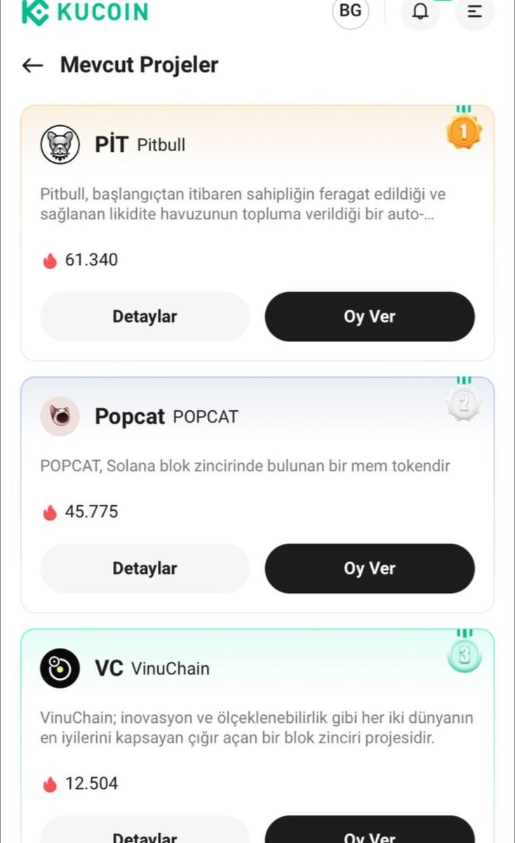 #pitbulltoken 

#kucoin #gemvote faz 2 oylamasında 1. Sıradayız
Oylama yarin 13de bitiyor ve süreci 1. Sırada tamamlayan coin listelenecek

1. Sırada tamamlarsak #pitbulltoken için bir dönüm noktası olacak