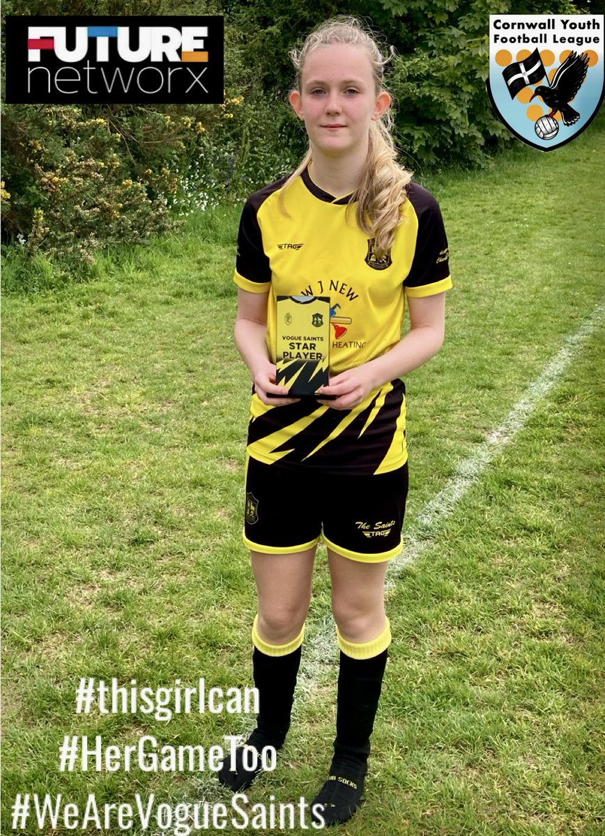 U13 League 1 West
Match Day 12

    Vogue Saints Star Player
                 🌟Lexie 🌟

Chosen by the Vogue Saints coaches 💛🖤💛🖤

A solid performance from our ever-present Lexie

Well done Lexie👏🏻👏🏻👏🏻

The journey continues…

#thisgirlcan 
#HerGameToo
#WeAreVogueSaints 〓〓