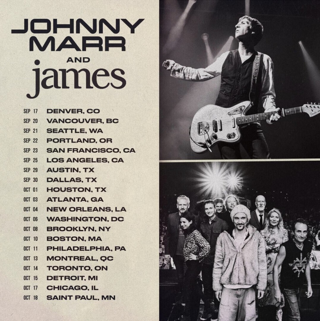 Johnny Marr (@johnnymarrgram) and James (@wearejames) announce North American tour: ift.tt/g8yMxWL