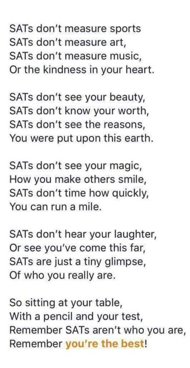 ...LOVE this poem!! 💖 #Year6 #SATs #BeKind #MoreThanAStatistic #SundayMotivation #teachertwitter #edutwitter