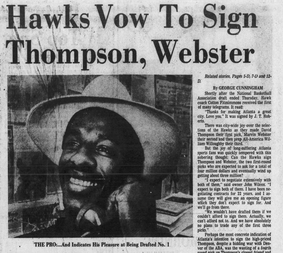 Last time Atlanta Hawks drafted with the first pick, it was 1975 🥸

Note that David Thompson never played for the Hawks.
