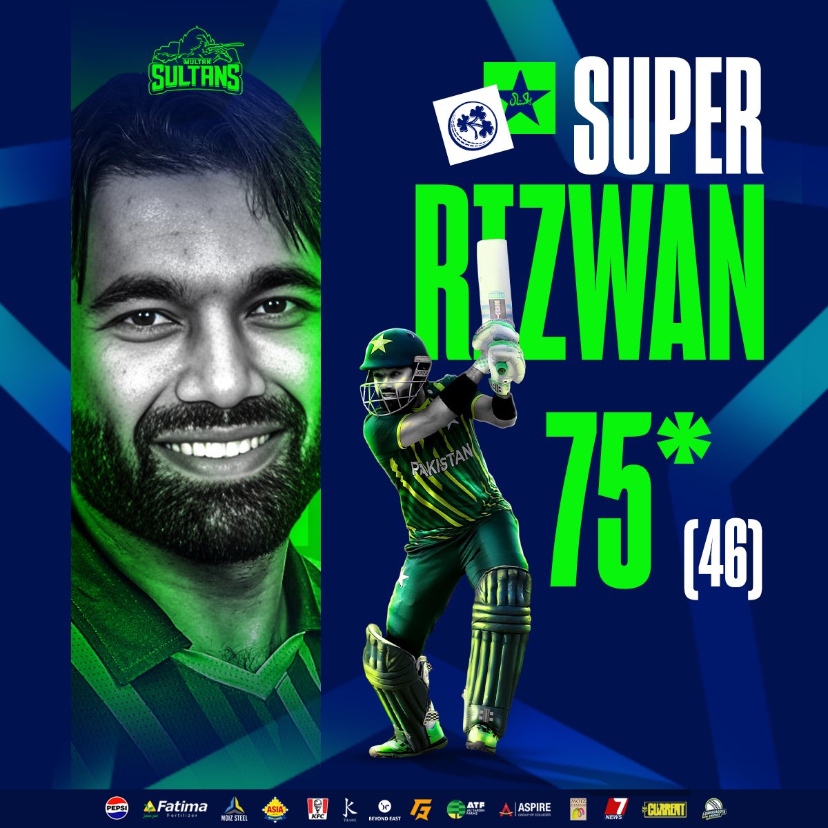 𝗦𝗨𝗣𝗘𝗥-𝗪𝗔𝗡 🦸‍♂️ 

Top knock by our top man! 🫡

#SultanSupremacy | #IREvPAK