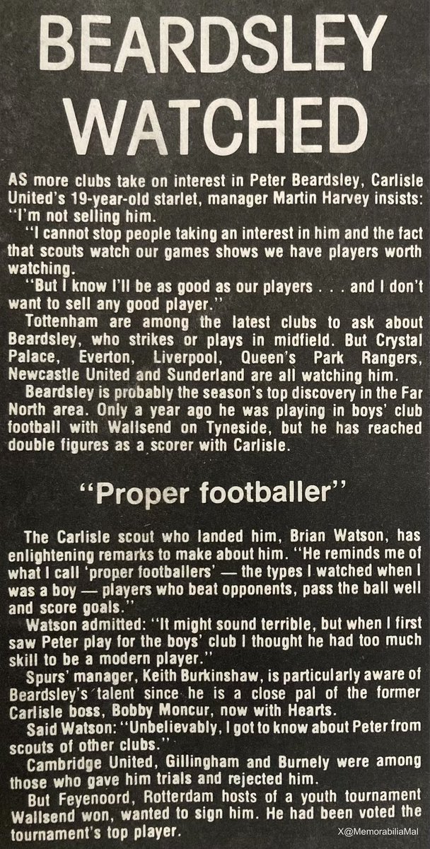 Peter Beardsley #CUFC 
Football Weekly News 7/5/80