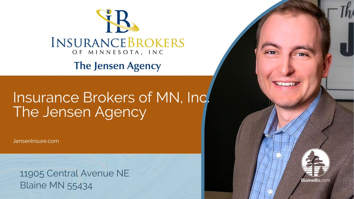 Blaine Small Biz Spotlights! Today, we're highlighting The Insurance Brokers of MN, Inc! Located at 11905 Central Avenue, NE. With over fifty major insurance partners, they tailor insurance solutions for auto, home, & business needs. jenseninsure.com