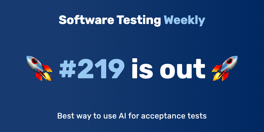 Software Testing Weekly ๐ (@qanewsletter) on Twitter photo Hey, testers! ๐
The 219th issue is out!
softwaretestingweekly.com/issues/219
Congrats @balajisanthan13, <a href="/qahiccupps/">James Thomas</a>, <a href="/alanpage/">Angry Weasel</a>, <a href="/jyotibansalsf/">Jyoti Bansal</a>, <a href="/therunninglight/">Lana Begunova</a>, <a href="/BobTechThoughts/">Bob Salmon</a>, <a href="/michaelbolton/">Michael Bolton @developsense.bsky.social</a>, <a href="/pgrizzaffi/">Paul Grizzaffi @pgrizzaffi.bsky.social</a>, <a href="/TestAndAnalysis/">Mike Harris @testandanalysis.bsky.social</a>, <a href="/AutomatedTester/">David @automatedtester@mastodon.social</a>, <a href="/MichaelAndish/">Michael Andish</a>, <a href="/KristinJackvony/">Kristin Jackvony</a>, Hey, testers! ๐
The 219th issue is out!
softwaretestingweekly.com/issues/219
Congrats @balajisanthan13, <a href="/qahiccupps/">James Thomas</a>, <a href="/alanpage/">Angry Weasel</a>, <a href="/jyotibansalsf/">Jyoti Bansal</a>, <a href="/therunninglight/">Lana Begunova</a>, <a href="/BobTechThoughts/">Bob Salmon</a>, <a href="/michaelbolton/">Michael Bolton @developsense.bsky.social</a>, <a href="/pgrizzaffi/">Paul Grizzaffi @pgrizzaffi.bsky.social</a>, <a href="/TestAndAnalysis/">Mike Harris @testandanalysis.bsky.social</a>, <a href="/AutomatedTester/">David @automatedtester@mastodon.social</a>, <a href="/MichaelAndish/">Michael Andish</a>, <a href="/KristinJackvony/">Kristin Jackvony</a>,