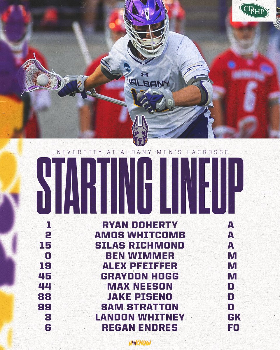 Our @CDPHP Starters for the @NCAALAX Opening Round ☝️ #UAUKNOW #DaneTrain